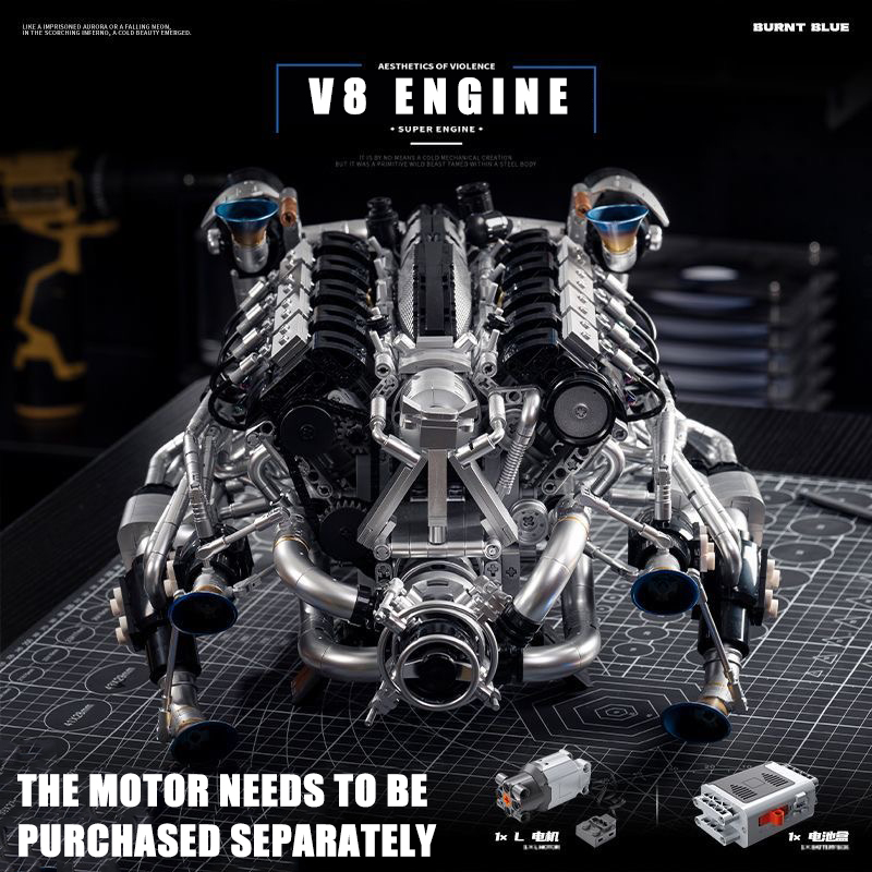 Model Kit Engine - MOC スーパーカー V8 エンジン ビルディング ブロック