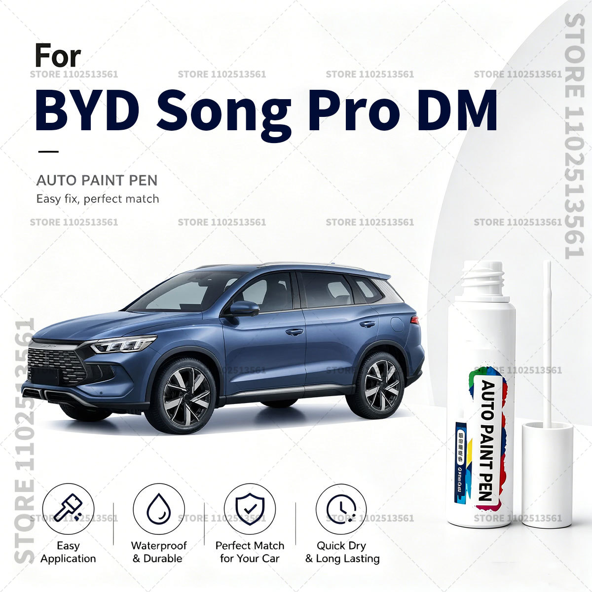 Paint Model Kit - BYD Song Pro DM用ホワイトカーペイントタッチアップペン、傷修復リペアツール、防水カーペイント修復マーカー