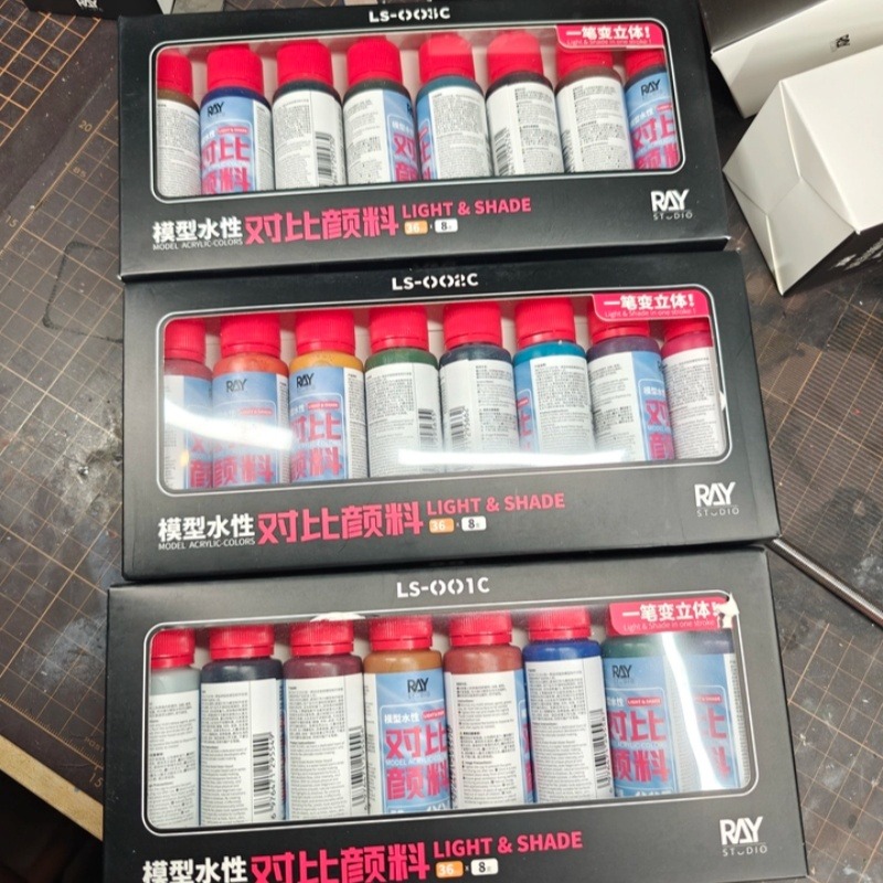RAY スタジオ 水性コントラストペイント 8色セット 18 - Paint Model Kit のレビューと価格